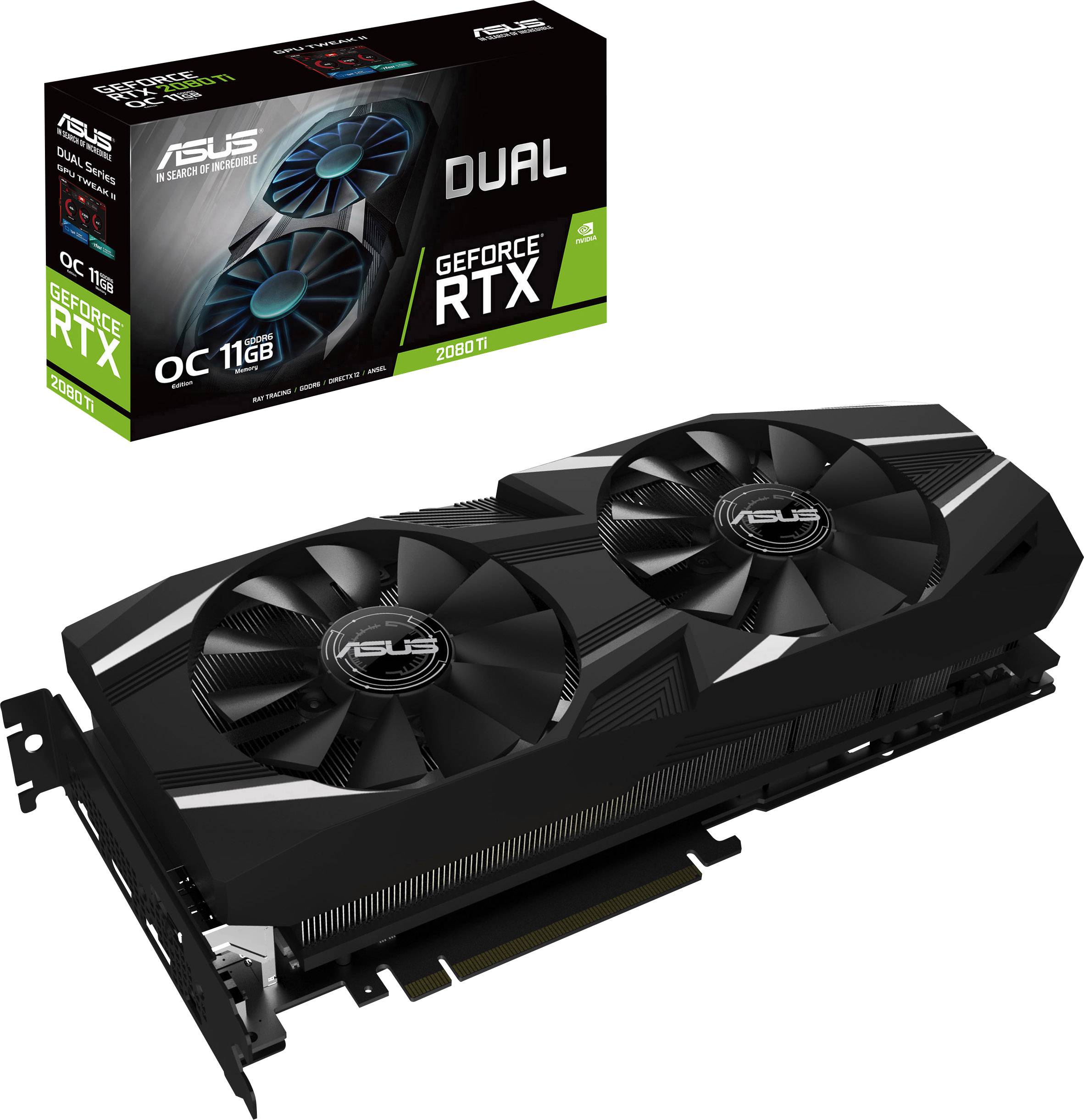 Asus Grafikkarte Nvidia GeForce RTX2080 Ti Dual Overclocked 11 GB GDDR6-RAM PCIe x16 HDMI™, Display
