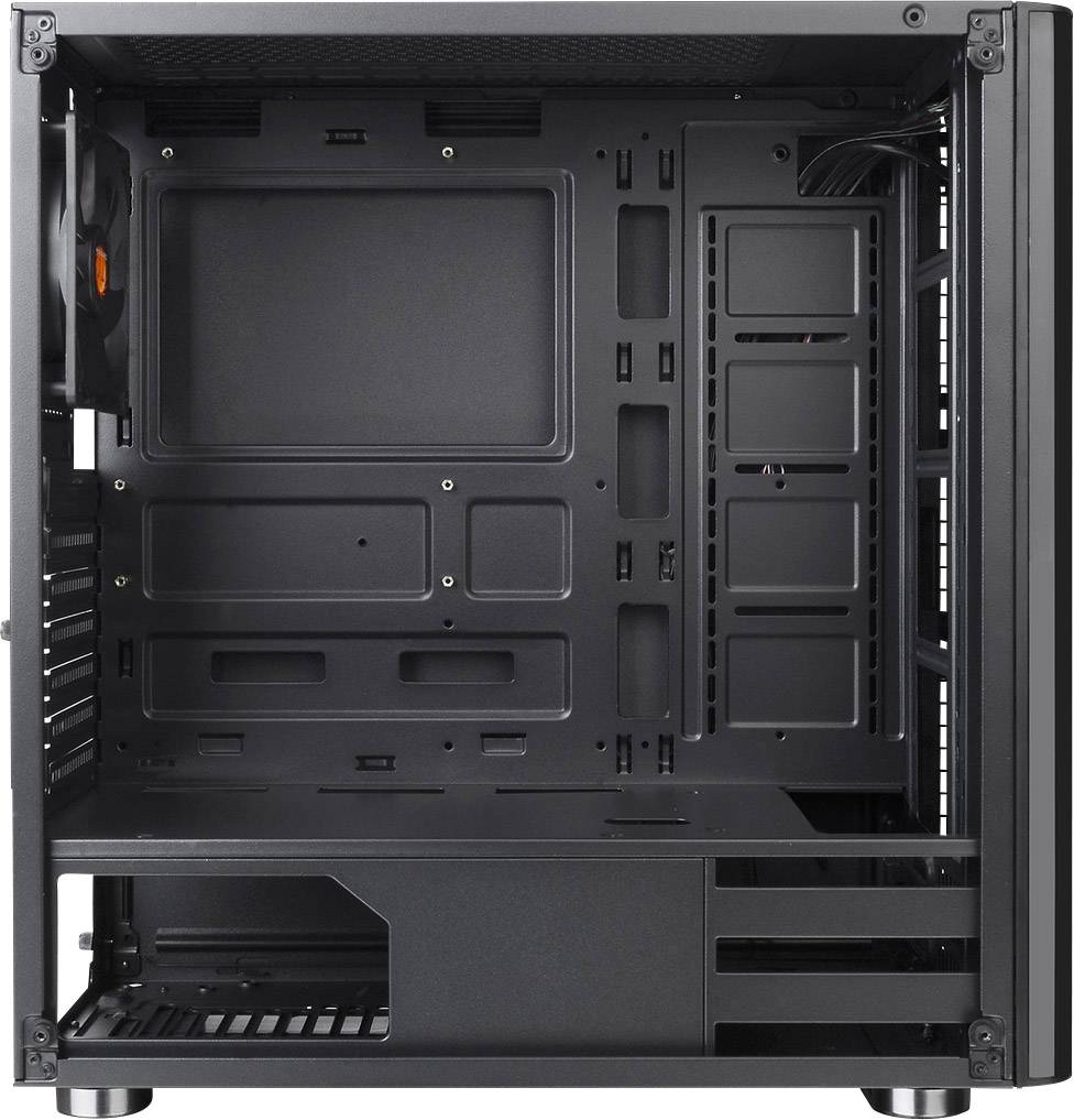 Thermaltake V200 Tempered Glass Midi-Tower PC-Gehäuse Schwarz 1 vorinstallierter Lüfter, Seitenfenster, Staubfilter, Werkzeugfreie Festplatteninsta