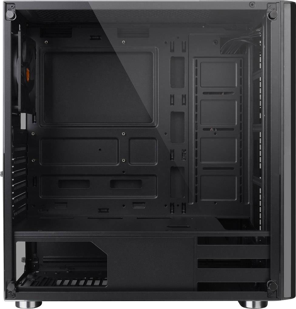 Thermaltake V200 Tempered Glass Midi-Tower PC-Gehäuse Schwarz 1 vorinstallierter Lüfter, Seitenfenster, Staubfilter, Werkzeugfreie Festplatteninsta