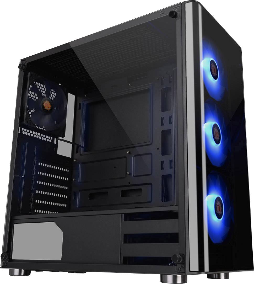 Thermaltake V200 Tempered Glass RGB Midi-Tower PC-Gehäuse Schwarz 1 vorinstallierter Lüfter, 3 Vorinstallierte LED Lüfter