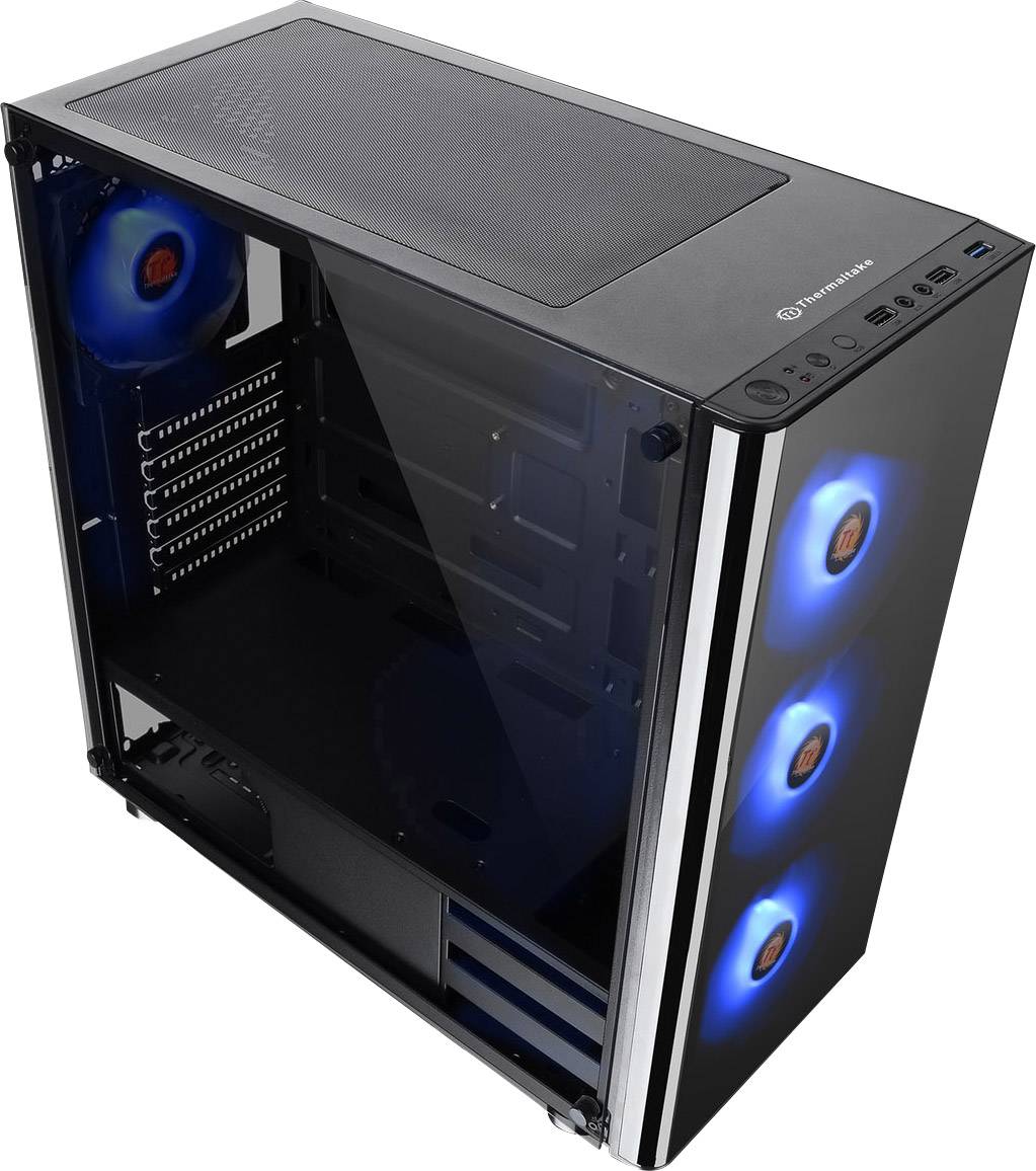 Thermaltake V200 Tempered Glass RGB Midi-Tower PC-Gehäuse Schwarz 1 vorinstallierter Lüfter, 3 Vorinstallierte LED Lüfter