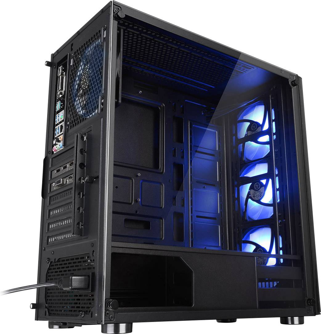 Thermaltake V200 Tempered Glass RGB Midi-Tower PC-Gehäuse Schwarz 1 vorinstallierter Lüfter, 3 Vorinstallierte LED Lüfter