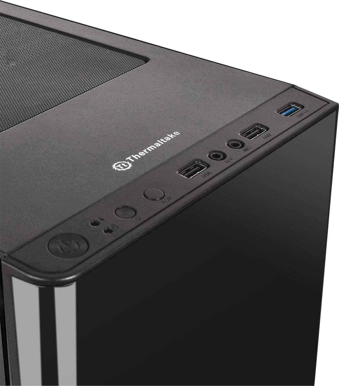 Thermaltake V200 Tempered Glass RGB Midi-Tower PC-Gehäuse Schwarz 1 vorinstallierter Lüfter, 3 Vorinstallierte LED Lüfter, Seitenfenster, Werkzeug