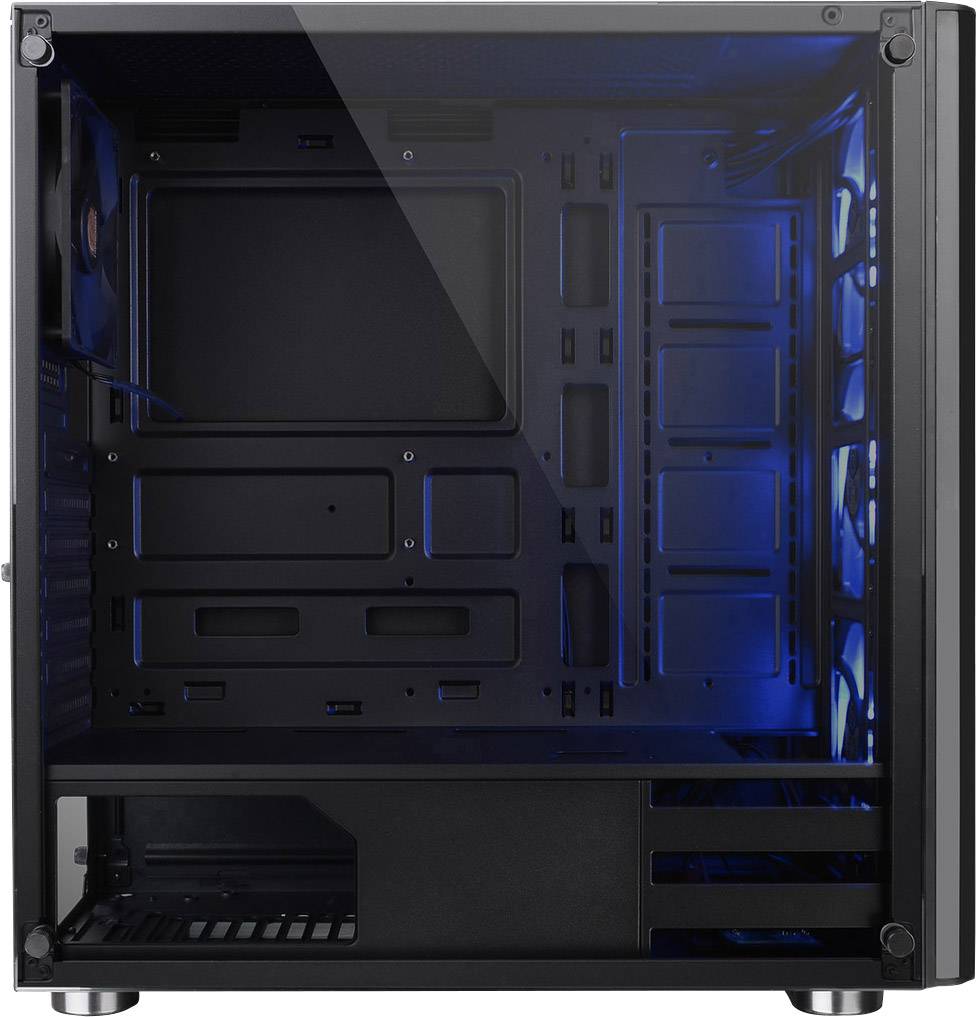 Thermaltake V200 Tempered Glass RGB Midi-Tower PC-Gehäuse Schwarz 1 vorinstallierter Lüfter, 3 Vorinstallierte LED Lüfter