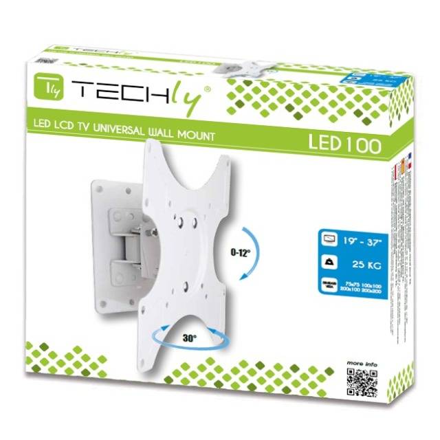 TECHly ICA-LCD-2900WH TV-Wandhalterung 48,3 cm (19") - 94,0 cm (37") Neigbar, Schwenkbar