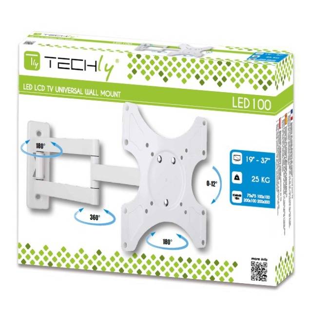 TECHly - Klammer - für Flachbildschirm - weiß - Bildschirmgröße: 48-94 cm (19"-37")