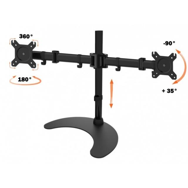 TECHly - Aufstellung - für 2 LCD-Displays - Schwarz - Bildschirmgröße: 33-68.6 cm (13"-27")