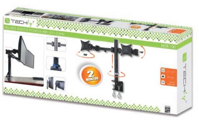 Schreibtischhalterung für 2 LCD TV LED -- 13-27, diagonal, mit Klemme TV