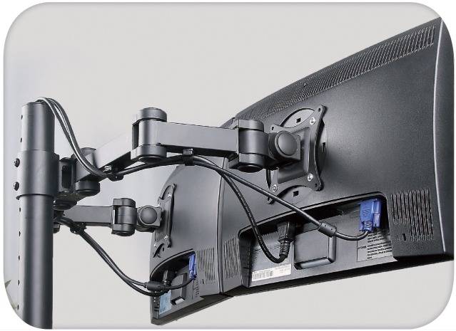 Schreibtischhalterung für 2 LCD TV LED -- 13-27, diagonal, mit Klemme TV