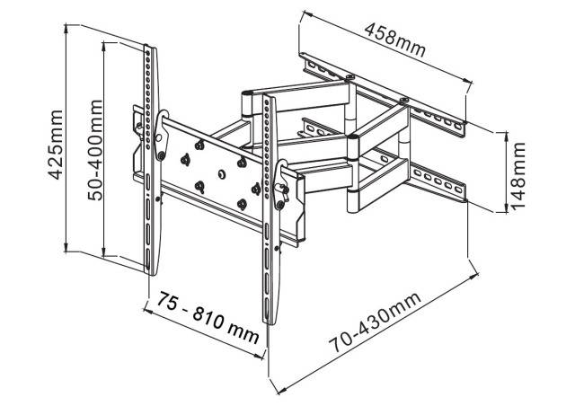 TECHly ICA-PLB-147XL TV-Wandhalterung 106,7 cm (42") - 177,8 cm (70") Neigbar, Schwenkbar Für Ecken-Montage