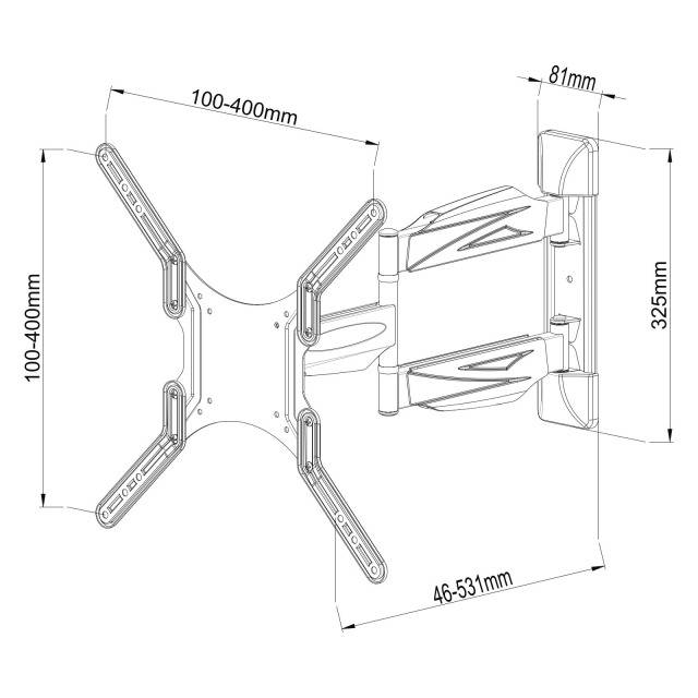 TECHly ICA-PLB-171M TV-Wandhalterung 58,4 cm (23") - 139,7 cm (55") Neigbar, Schwenkbar