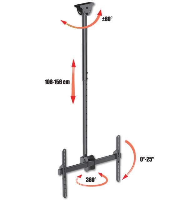 TECHly ICA-CPLB-946L TV-Deckenhalterung 94,0 cm (37") - 177,8 cm (70") Neigbar, Schwenkbar
