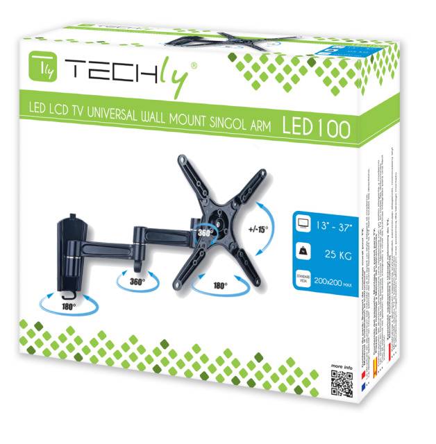 TECHly ICA-LCD-2102 TV-Wandhalterung 33,0 cm (13") - 94,0 cm (37") Neigbar, Schwenkbar