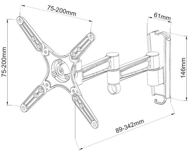 TECHly ICA-LCD-2102 TV-Wandhalterung 33,0 cm (13") - 94,0 cm (37") Neigbar, Schwenkbar