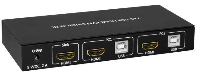 TECHly IDATA-KVM-HDMI2U 2 Port KVM-Umschalter HDMI USB 3840 x 2160 Pixel