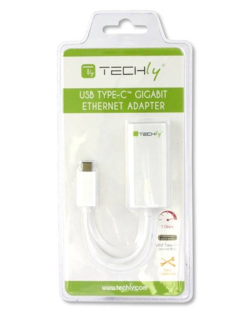 TECHly IADAP-USB31-ETGIGA USB / RJ45 Adapter [1x USB-C® Stecker - 1x RJ45-Buchse] Schwarz 15.00 cm