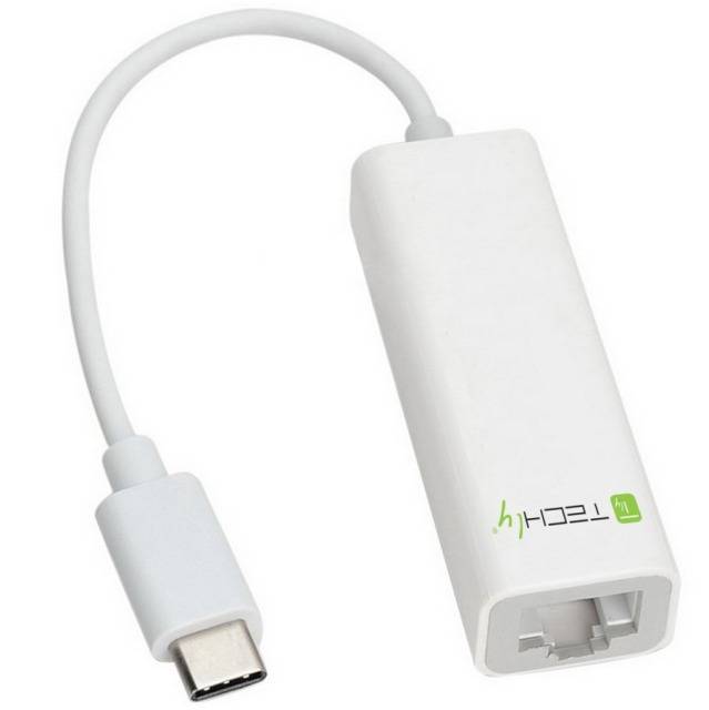 TECHly IADAP-USB31-ETGIGA USB / RJ45 Adapter [1x USB-C® Stecker - 1x RJ45-Buchse] Schwarz 15.00 cm