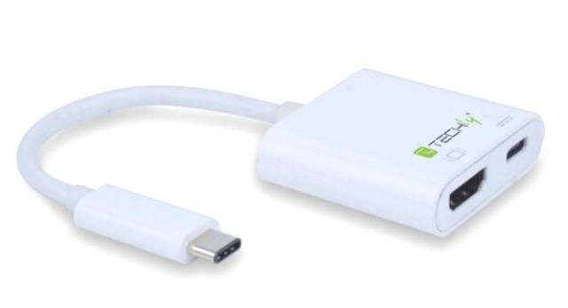 TECHly IADAP-USB31-HU31 USB / HDMI Adapter [1x USB-C® Stecker - 1x HDMI-Buchse, USB-C® Buchse] Weiß 15.00 cm
