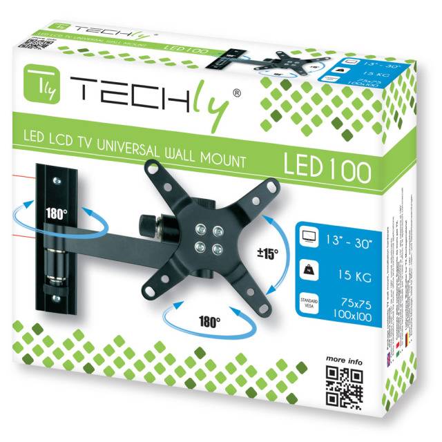 TECHly ICA-LCD-105BK TV-Wandhalterung 33,0 cm (13") - 76,2 cm (30") Neigbar, Schwenkbar