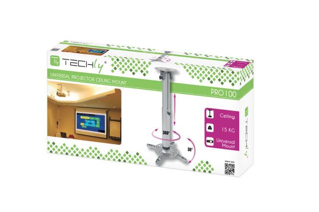 TECHly ICA-PM-104M Beamer-Deckenhalterung Drehbar, Neigbar Boden-/Deckenabstand (max.): 770 mm Silber