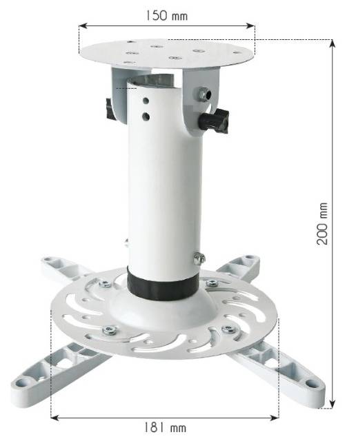 Universal-Deckenhalterung für Beamer, 20 -- cm Deckenabstand, Weiß / und