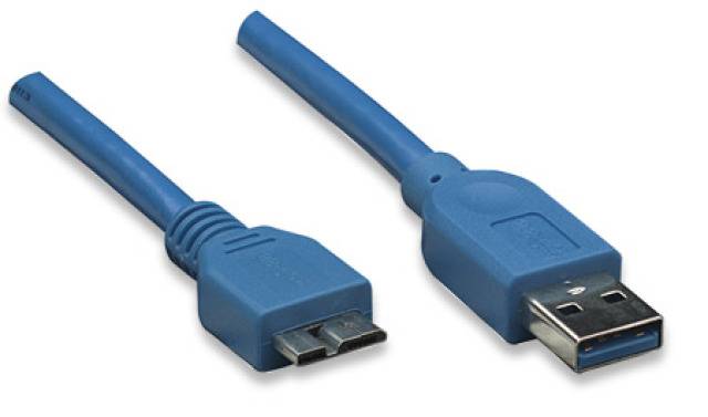 TECHly USB-Kabel USB 3.2 Gen1 USB-A Stecker, USB-Micro-B 3.0 Stecker 2.00m Blau vergoldete Steckkontakte ICOC-MUSB3-A-020