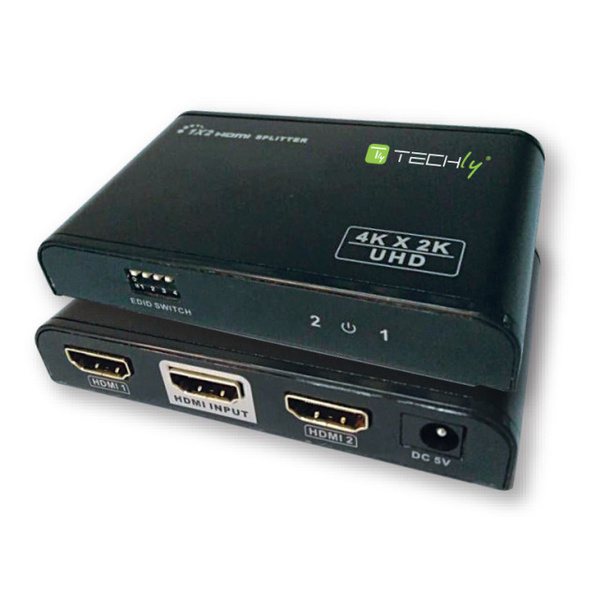 TECHly IDATA-HDMI2-4K2E 2 Port HDMI-Splitter 3840 x 2160 Pixel Schwarz