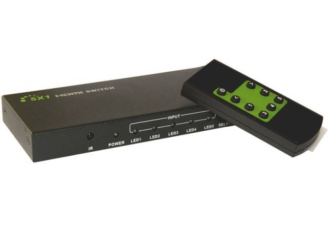 TECHly IDATA-HDMI-4K51 5 Port HDMI-Switch mit Fernbedienung, Metallgehäuse, LED-Anzeige, 3D-Wiedergabe möglich 1920 x 1080 Pixel