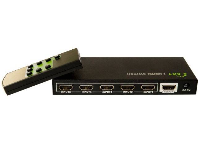 TECHly IDATA-HDMI-4K51 5 Port HDMI-Switch mit Fernbedienung, Metallgehäuse, LED-Anzeige, 3D-Wiedergabe möglich 1920 x 1080 Pixel