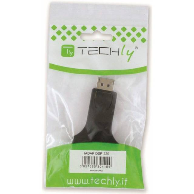 TECHly IADAP-DSP-229 DisplayPort / DVI Adapter [1x DisplayPort Stecker - 1x DVI-Buchse 24+5pol.] Schwarz