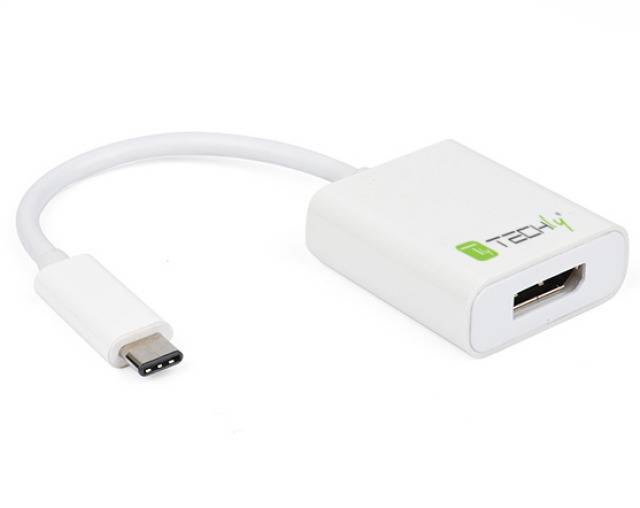 TECHly IADAP-USB31-DP USB / DisplayPort Adapter [1x USB-C® Stecker - 1x DisplayPort Buchse] Weiß 15.00 cm