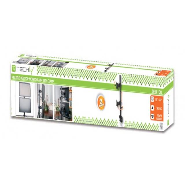 TECHly - Befestigungskit für 2 Monitore - Schwarz - Bildschirmgröße: 33-68.6 cm (13"-27")