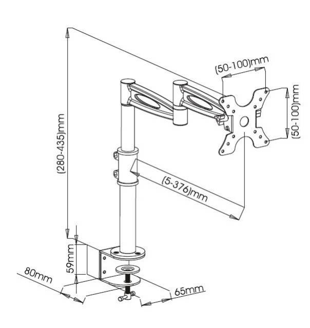 TECHly Monitor-Tischhalterung ICA-LCD-502BK 1 33,0 cm (13") - 68,6 cm (27") Schwarz Drehbar, Höhenverstellbar, Neigbar, Schwenkbar