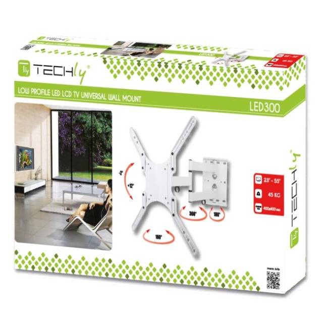 TECHly - Klammer für LCD TV (Ultra-dünn) - weiß - Bildschirmgröße: 58.4-139.7 cm (23"-55")