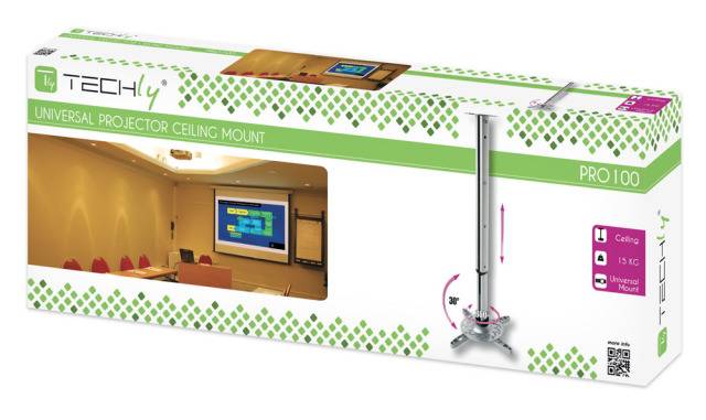 TECHly ICA-PM-102XL Beamer-Deckenhalterung Neigbar Boden-/Deckenabstand (max.): 1020 mm Silber