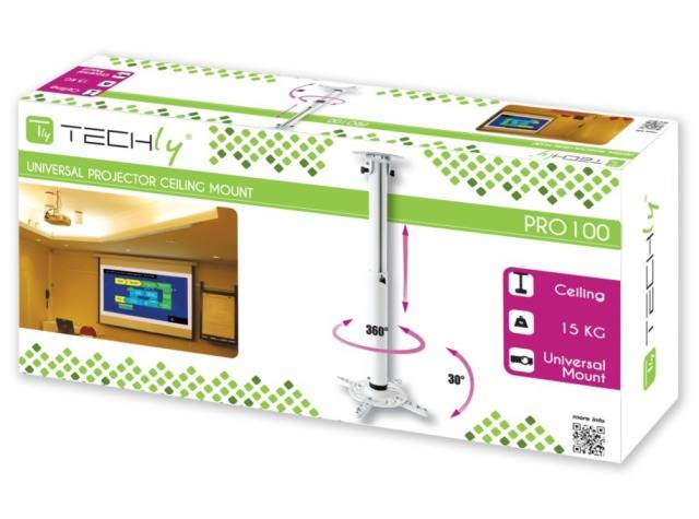 TECHly ICA-PM-104MW Beamer-Deckenhalterung Drehbar, Neigbar Boden-/Deckenabstand (max.): 770 mm Weiß