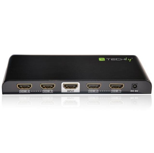 TECHly IDATA-HDMI2-4K4 4 Port HDMI-Splitter 3840 x 2160 Pixel Schwarz