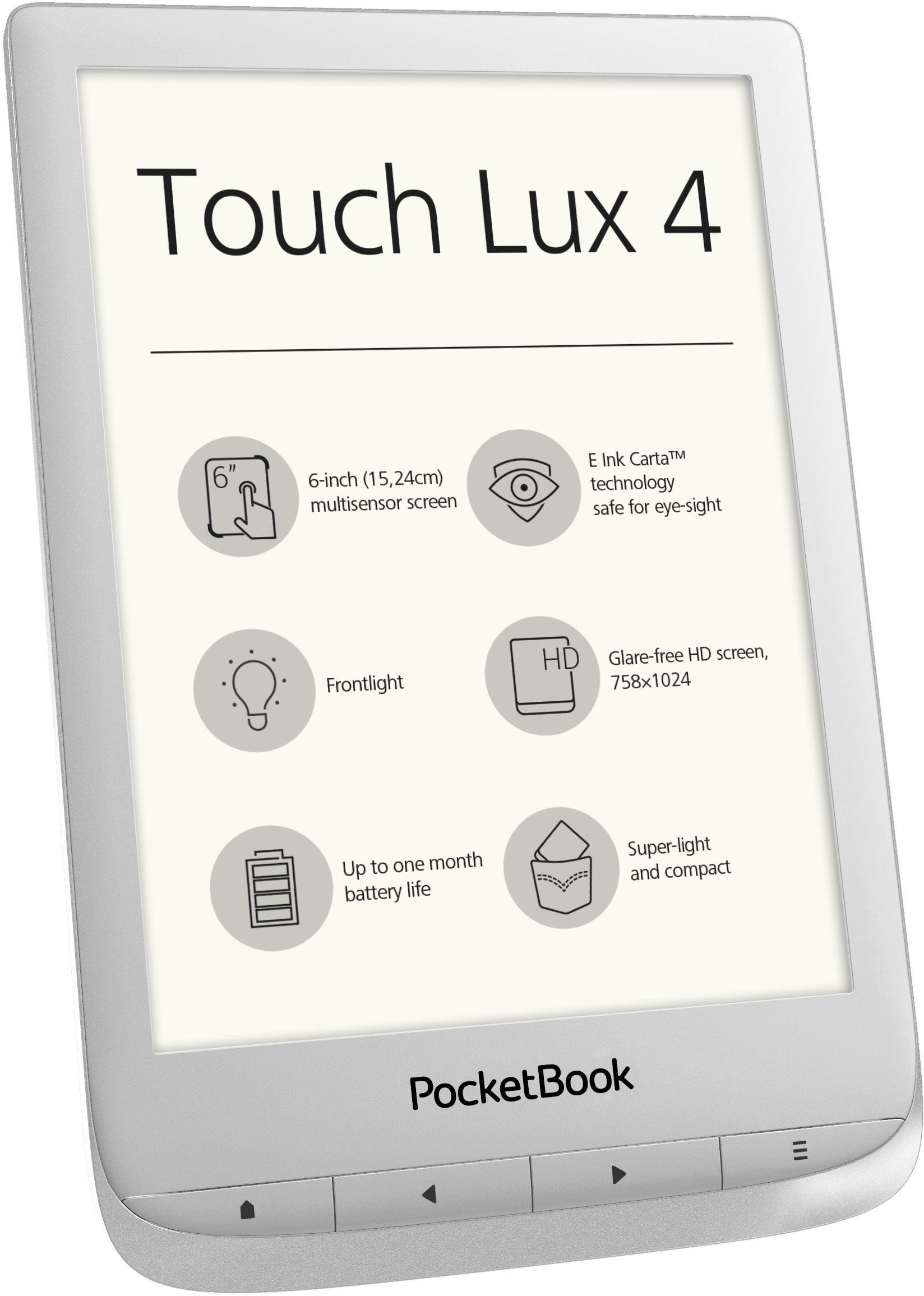 PocketBook Touch Lux 4 eBook-Reader 15.2cm (6.0 Zoll) Silber