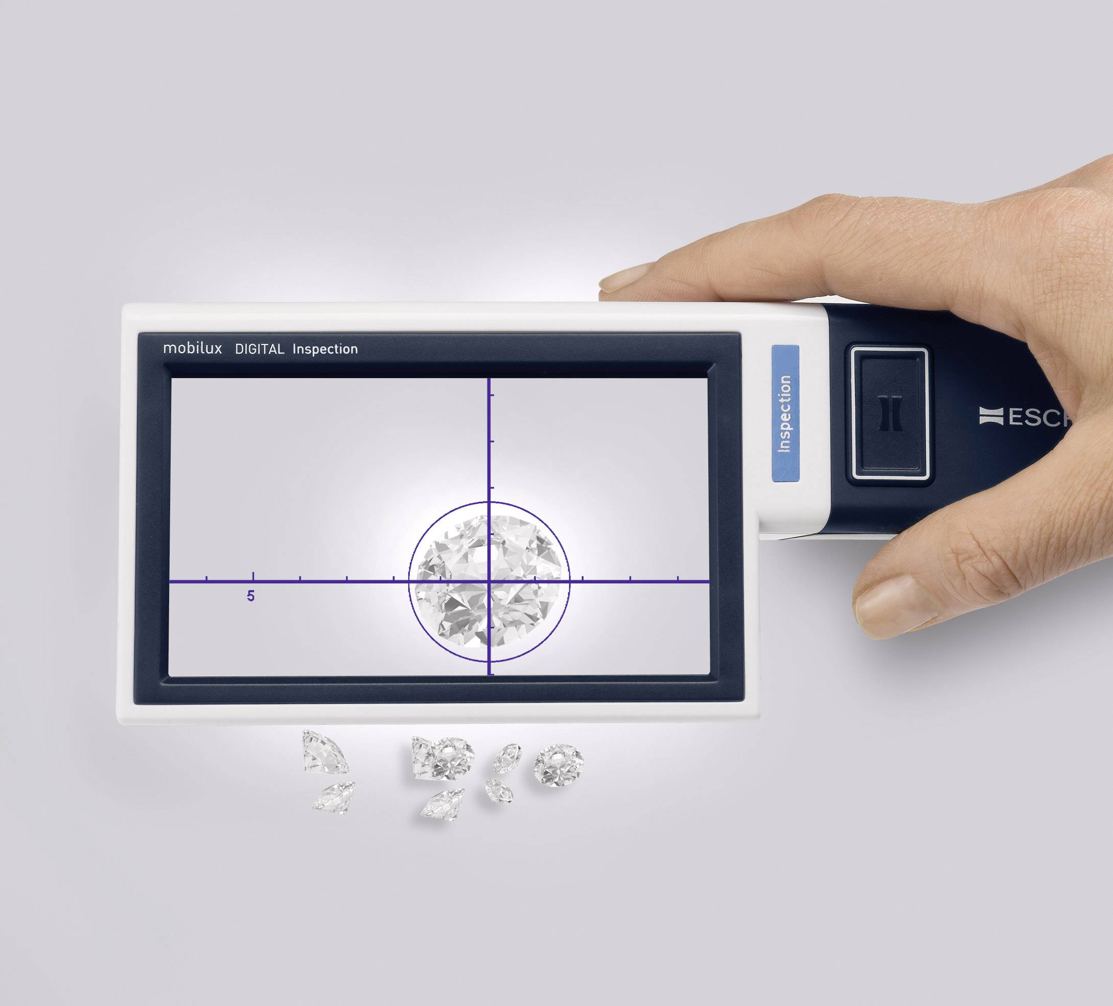 Eschenbach 1651101 mobilux® DIGITAL Inspection Messlupe mit Beleuchtung Vergrößerungsfaktor: 15 x Blau, Weiß