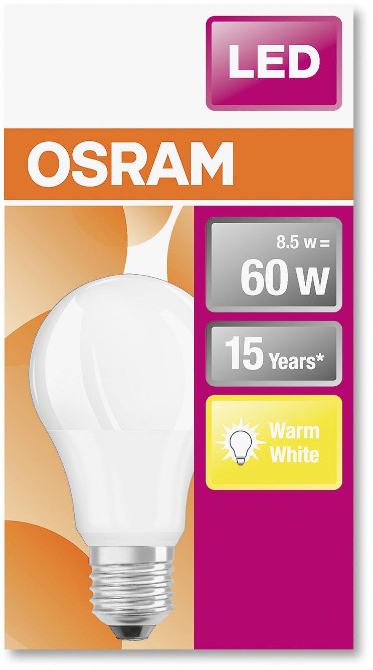 OSRAM 4058075127357 LED EEK F (A - G) E27 Birnenform 8.5 W = 60 W Warmweiß (Ø x L) 59 mm x 105 mm 1 St.