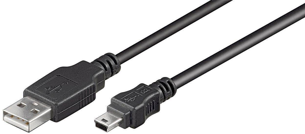 Goobay 45740 USB 2.0 auf USB 2.0 Mini Typ B Kabel 480 Mbits / USB A zu Mini B USB Stecker Adapterkabel / Schwarz / 1m