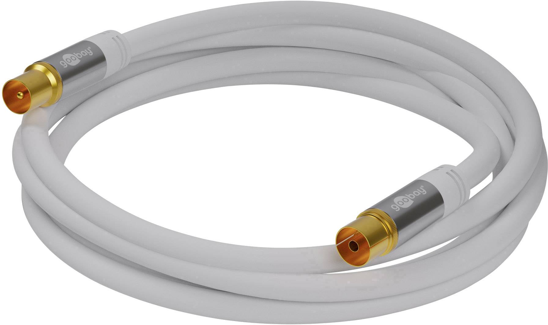 Goobay Antennen Anschlusskabel [1x Antennenbuchse 75 Ω - 1x Antennenstecker 75 Ω] 2.00 m 135 dB Flexibel Weiß