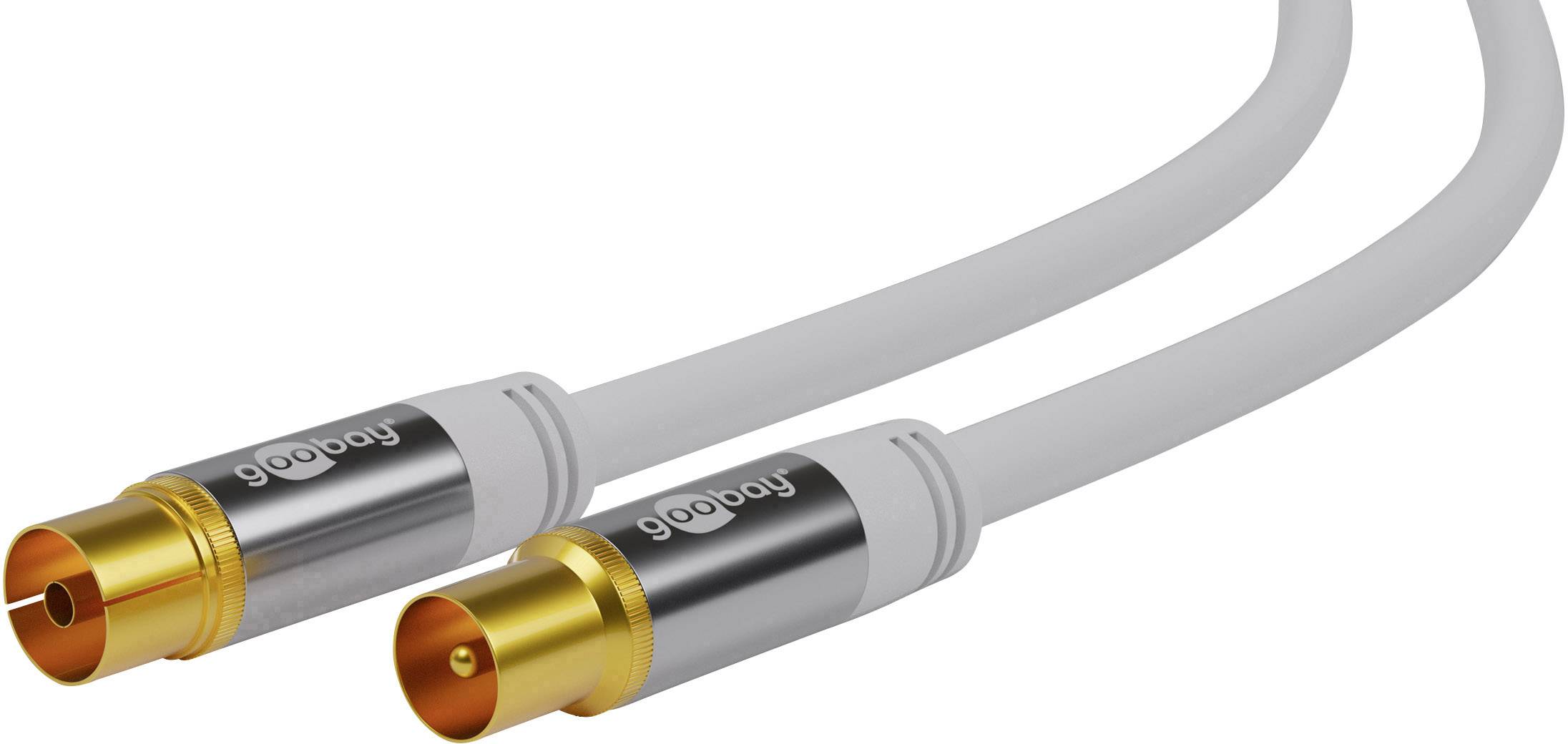 Goobay Antennen Anschlusskabel [1x Antennenbuchse 75 Ω - 1x Antennenstecker 75 Ω] 2.00 m 135 dB Flexibel Weiß