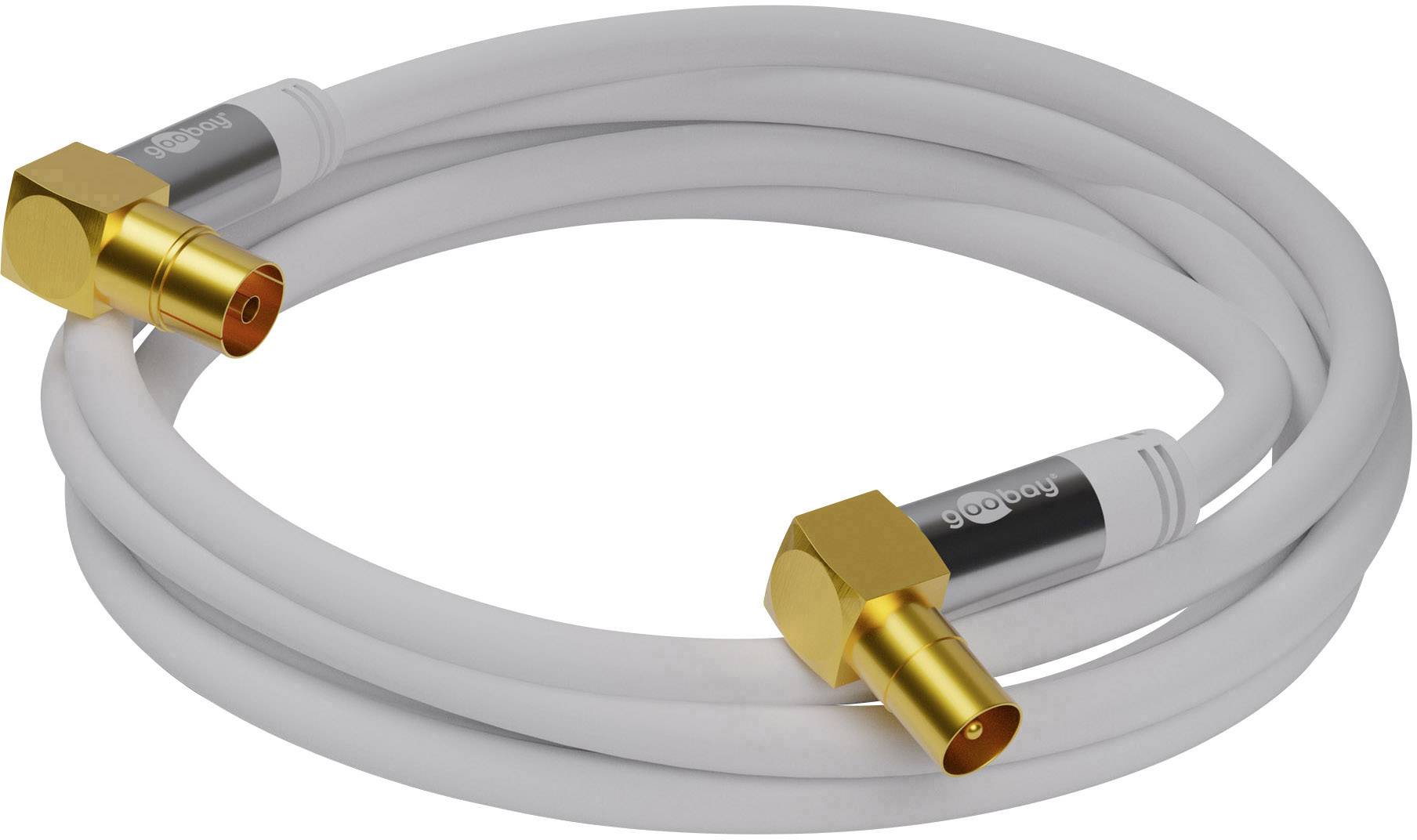 Goobay Antennen Anschlusskabel [1x Antennenbuchse 75 Ω - 1x Antennenstecker 75 Ω] 1.00 m vierfach geschirmt Weiß