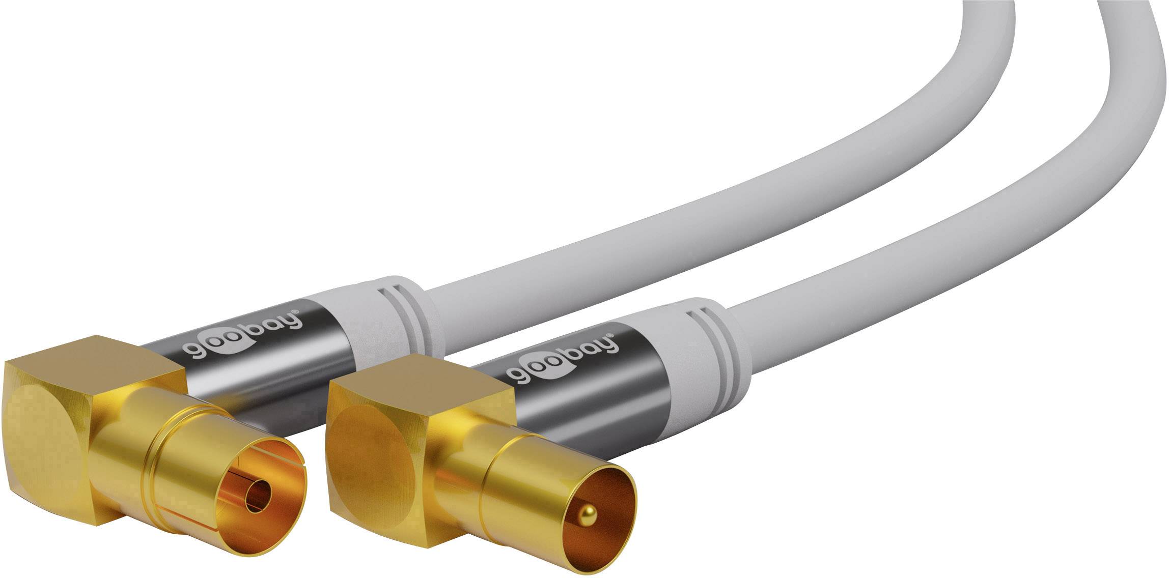 Goobay Antennen Anschlusskabel [1x Antennenbuchse 75 Ω - 1x Antennenstecker 75 Ω] 1.00 m vierfach geschirmt Weiß