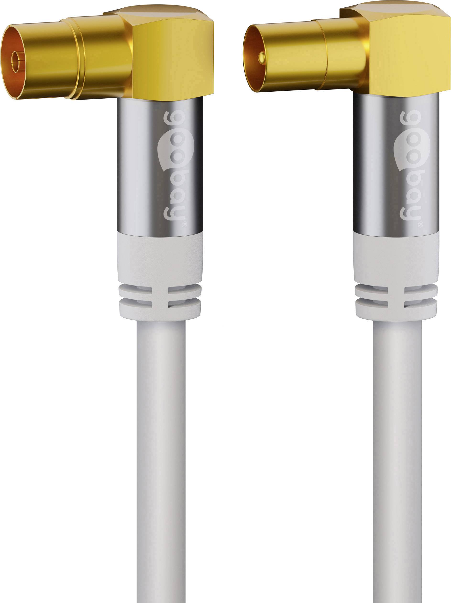 Goobay Antennen Anschlusskabel [1x Antennenbuchse 75 Ω - 1x Antennenstecker 75 Ω] 1.00 m vierfach geschirmt Weiß