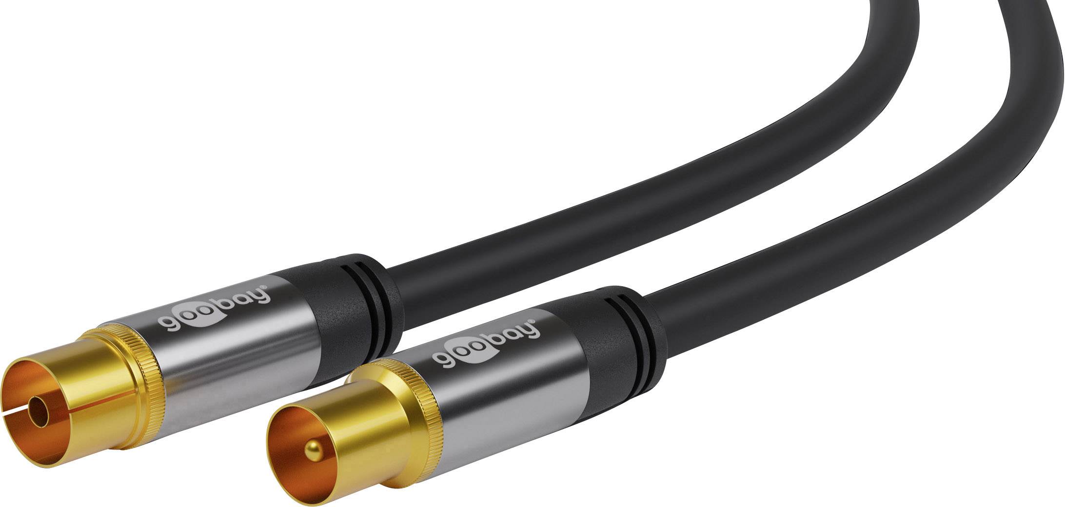 Goobay Antennen Anschlusskabel [1x Antennenbuchse 75 Ω - 1x Antennenstecker 75 Ω] 1.00 m 135 dB Flexibel Schwarz