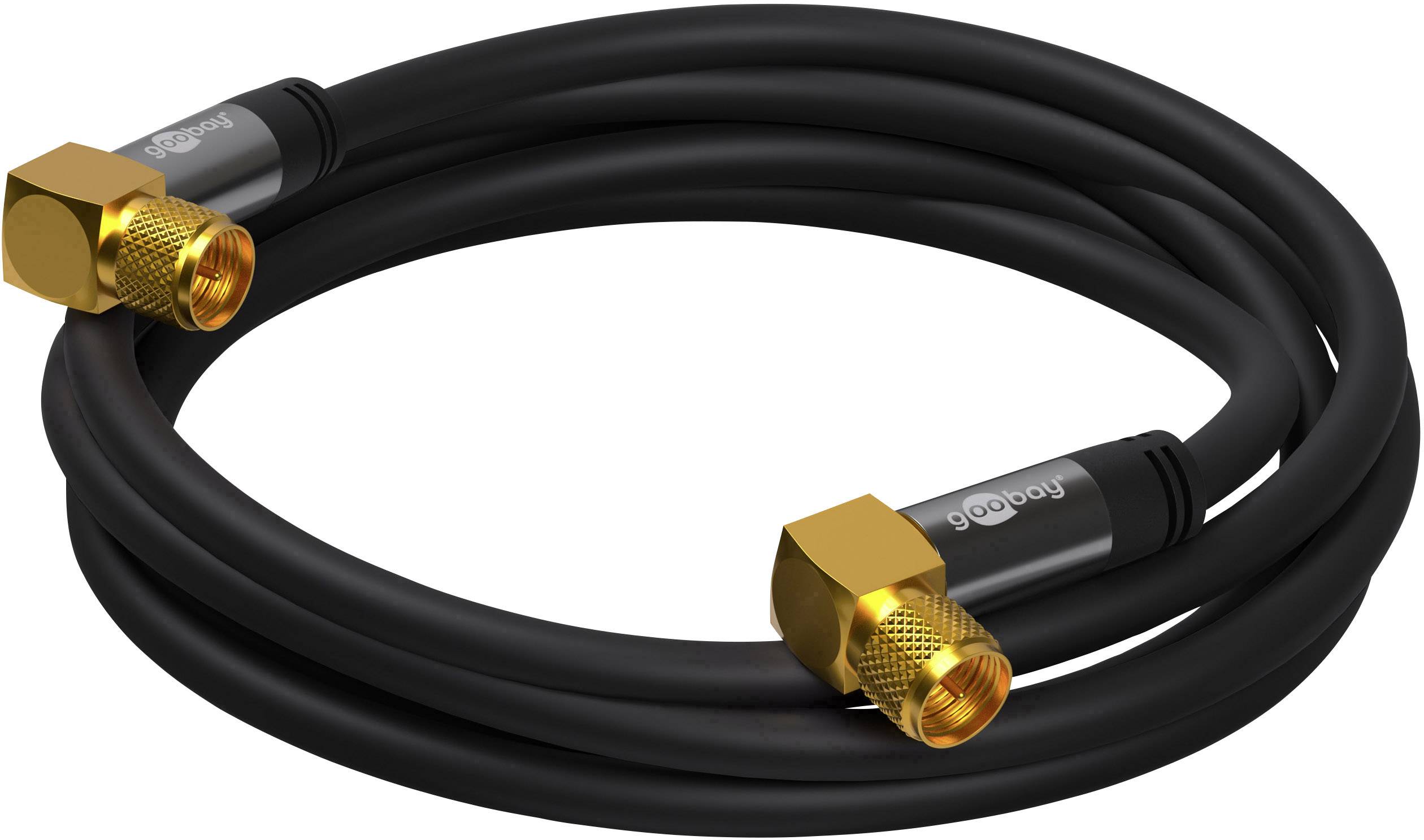Goobay Antennen, SAT Anschlusskabel [1x F-Stecker - 1x F-Stecker] 2.00 m 135 dB Flexibel Schwarz