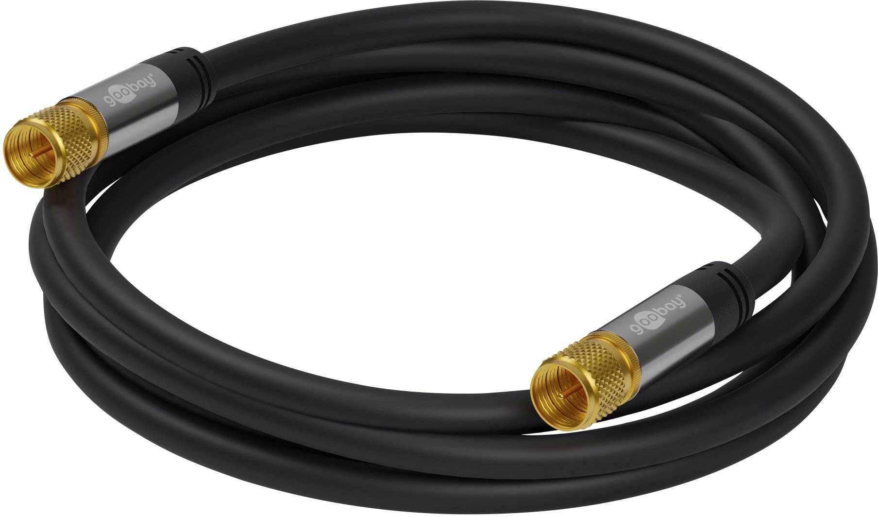 Goobay Antennen, SAT Anschlusskabel [1x F-Stecker - 1x F-Stecker] 2.00 m 135 dB Flexibel Schwarz