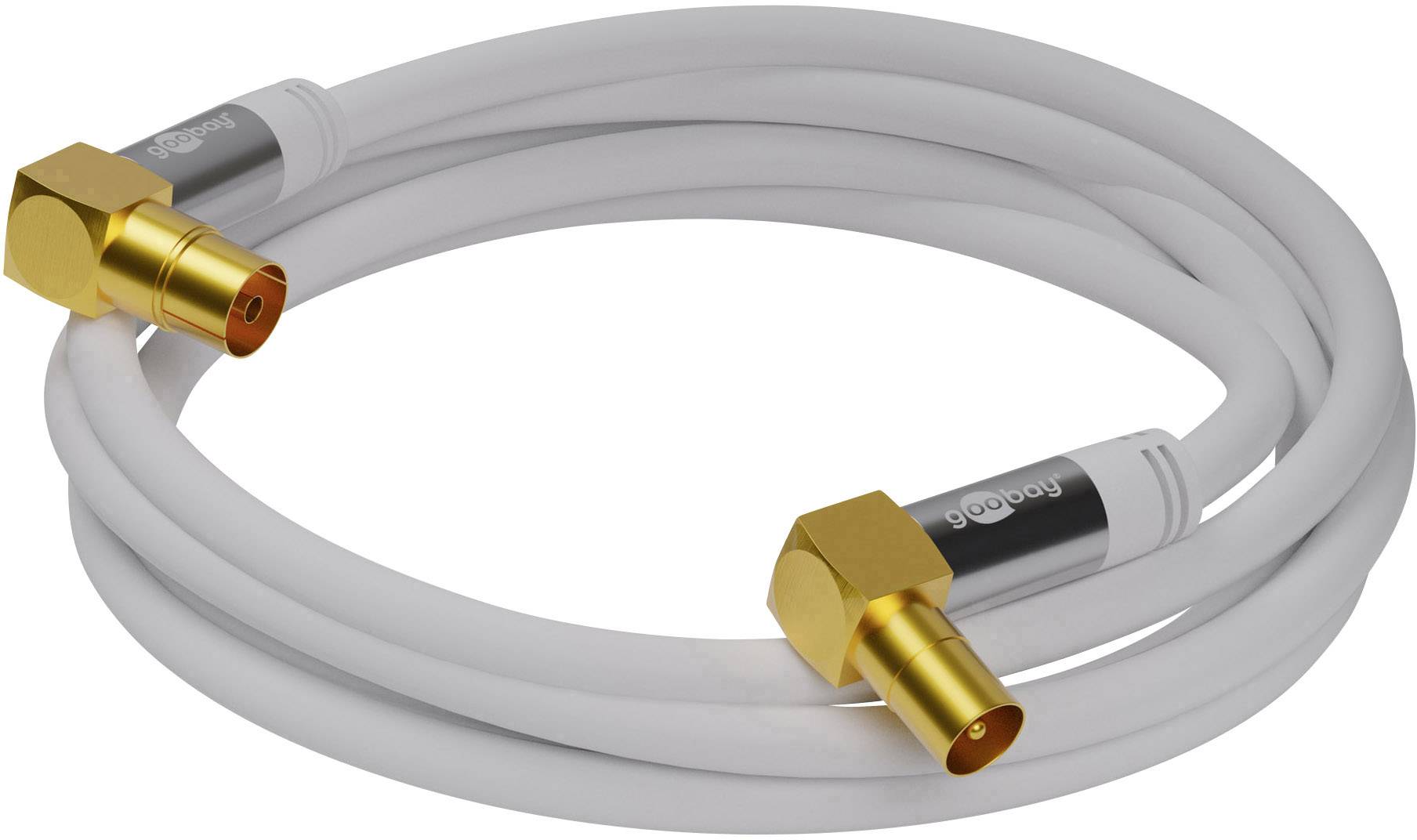 Goobay Antennen Anschlusskabel [1x Antennenbuchse 75 Ω - 1x Antennenstecker 75 Ω] 10.00 m vierfach geschirmt Weiß